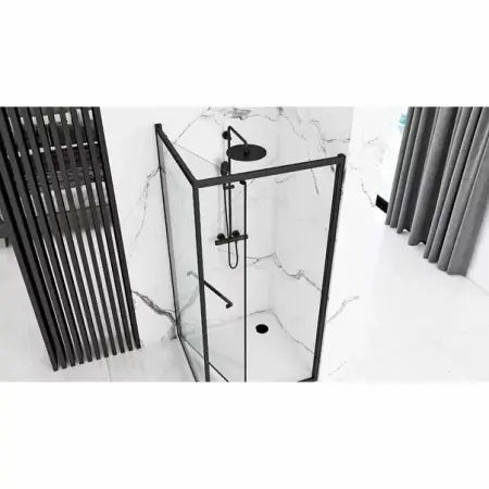 Cabina de dus patrata Rea Space In cu usa glisanta 90x90 negru mat [2]