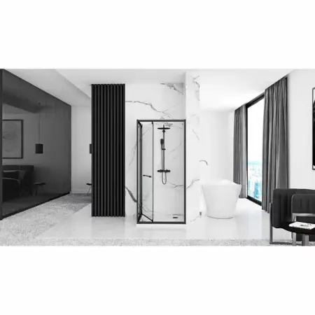 Cabina de dus patrata Rea Space In cu usa glisanta 90x90 negru mat [6]