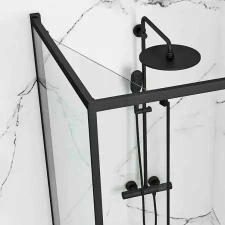 Cabina de dus patrata Rea Space In cu usa glisanta 90x90 negru mat [7]