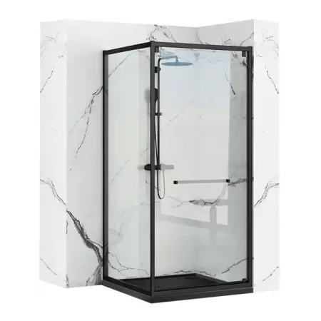 Cabine de dus patrate - Cabina de dus patrata Rea Space In cu usa glisanta 90x90 negru mat