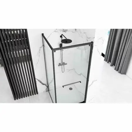 Cabina de dus patrata Rea Space In cu usa glisanta 90x90 negru mat [4]