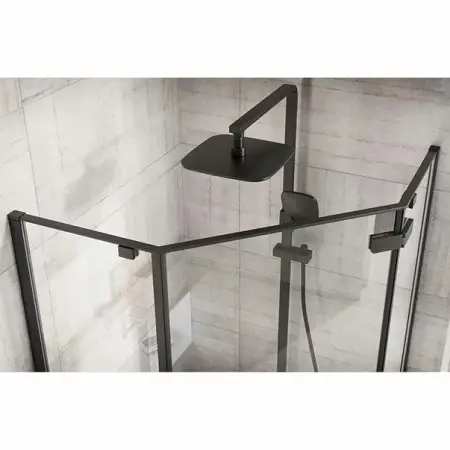 Cabina de dus pentagonala Rea Diamond cu usa batanta 80x80 negru mat [2]