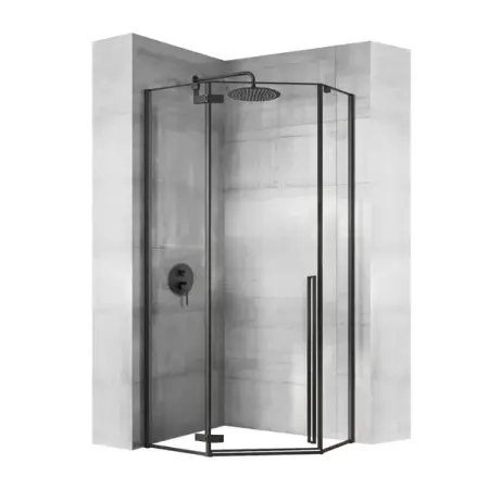 Cabine dus - Cabina de dus pentagonala Rea Diamond cu usa batanta 80x80 negru mat