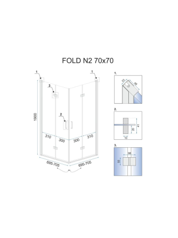 Cabina de dus pliabil Rea Fold N2 80x80 cm crom [8]