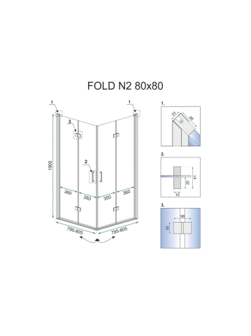 Cabina de dus pliabil Rea Fold N2 80x80 cm crom [7]