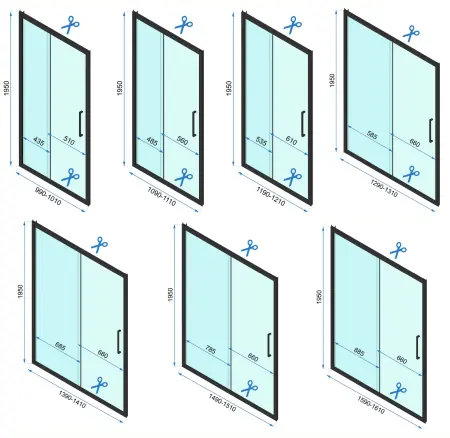 Cabina de dus Rapid Slide Negru 150x80cm, Rea [15]
