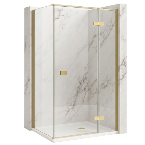 Cabine de dus patrate - Cabina de dus Rea Atlas 80x80 cu deschidere pe stanga auriu periat 