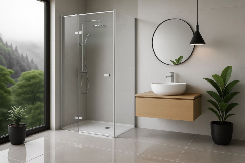 Cabina de dus Rea Atlas 90x80 cu deschidere pe dreapta crom [1]