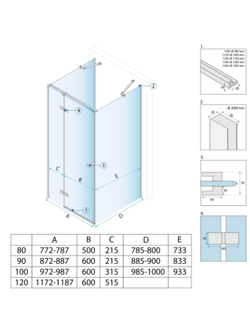 Cabina de dus Rea Atlas cu deschidere pe stanga 120x80 cm crom [7]