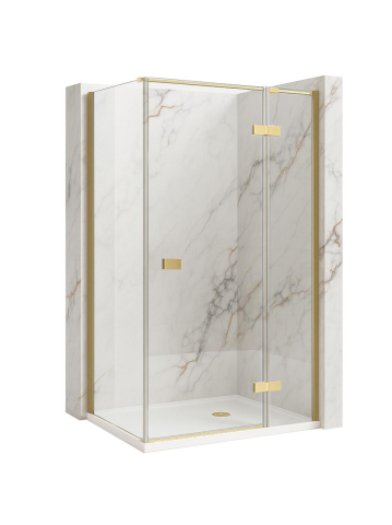 Cabine de dus dreptunghiulare - Cabina de dus Rea Atlas cu deschidere pe dreapta 80x90 cm auriu periat