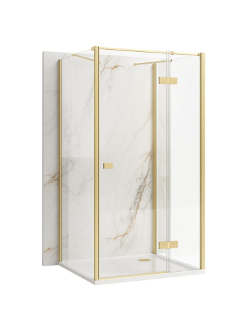 Cabine de dus patrate - Cabina de dus Rea Atlas cu deschidere pe dreapta 90x90 cm auriu periat