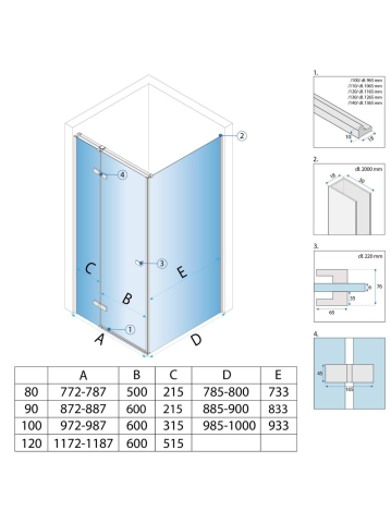 Cabina de dus Rea Atlas deschidere pe stanga 90x90 cm auriu periat [7]