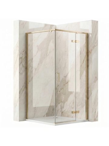 Cabina de dus colt Rea Bruno 90x90 auriu periat sticla transparenta 6mm usi batante [1]