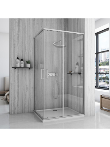 Cabine dus - Cabină de duș Rea City cu cadita alba 80x100 cm crom periat