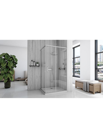 Cabină de duș Rea City cu cadita alba 80x100 cm crom periat [3]