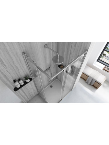 Cabină de duș Rea City cu cadita alba 80x100 cm crom periat [4]