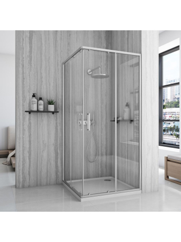 Cabină de duș Rea City cu cadita alba 90x90 cm crom periat [10]