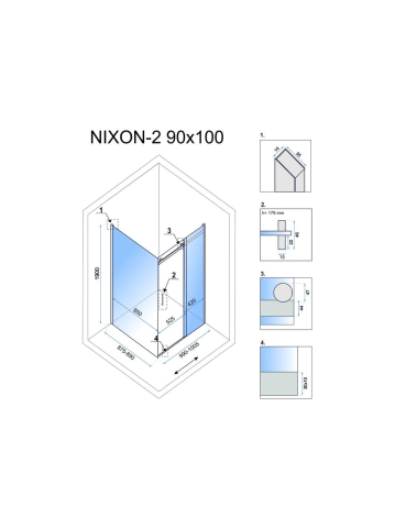 Cabina de dus Rea Nixon deschidere stanga 100x90 cm crom [6]