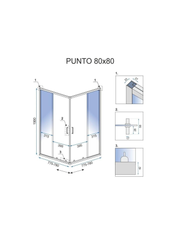 Cabina de dus Rea Punto cu cadita neagra 80x80 cm auriu [7]