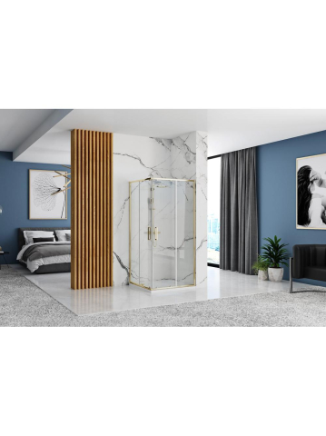 Cabina de dus Rea Punto cu cadita neagra 80x80 cm auriu [4]