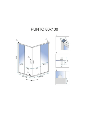 Cabină de duș Rea Punto cu cadita alba 80x100 cm auriu [7]