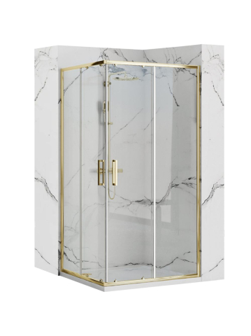 Cabine de dus dreptunghiulare - Cabină de duș Rea Punto cu cadita alba 80x100 cm auriu