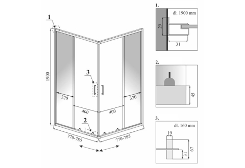 Cabina de dus Rea Vito 80x80 negru [4]