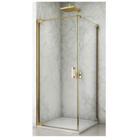 Cabine de dus patrate - Cabina de dus, SanSwiss, Cadura Opal, patrata, 80 x 80 cm, cu deschidere pe stanga, auriu