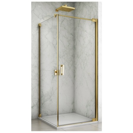 Cabine de dus patrate - Cabina de dus, SanSwiss, Cadura Opal, patrata, 90 x 90 cm, cu deschidere pe dreapta, auriu