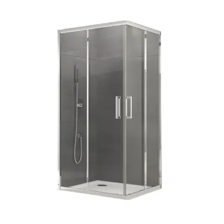 Cabine de dus patrate - Cabina de dus Sanswiss, Ocelia, patrata, 80 x 80 cm, cu acces pe colt, crom lucios