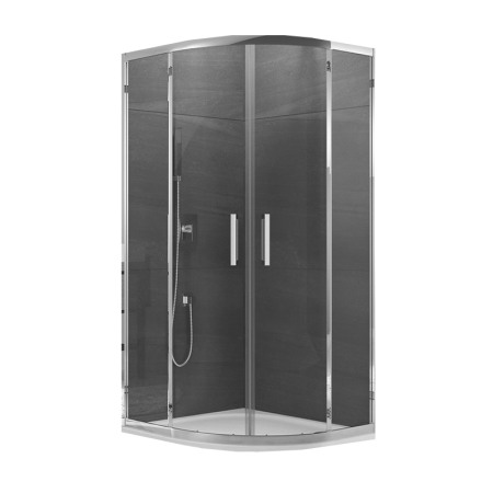 Cabine de dus semirotunde - Cabina de dus Sanswiss, Ocelia, semirotunda 90 x 90 cm, cu acces pe mijloc, crom lucios