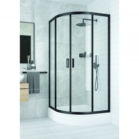 Cabina de dus semirotunda Deante Funkia negru cu usi culisante 80x80 cm [1]