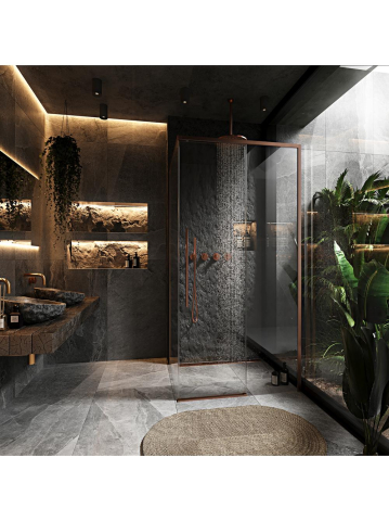 Cabina de dus SOLAR cu cadita alba 100x80 cm cupru periat  [1]