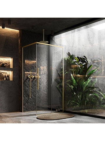 Cabina de dus SOLAR cu cadita alba 90x90 cm auriu periat [2]