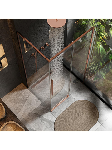 Cabina de dus SOLAR cu cadita alba 90x90 cm cupru periat [3]