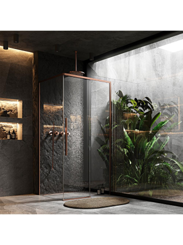 Cabina de dus SOLAR cu cadita alba 90x90 cm cupru periat [2]