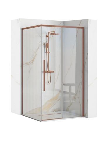 Cabine de dus patrate - Cabina de dus SOLAR cu cadita alba 90x90 cm cupru periat