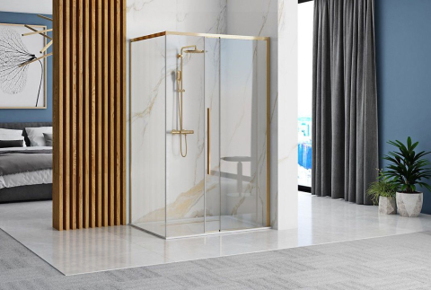 Cabina de dus SOLAR cu cadita neagra 100x80 cm auriu  [4]