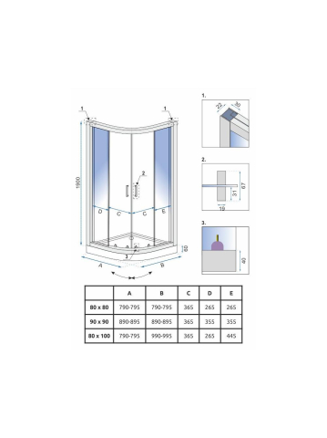 Cabina dus cu cadita alba REA Look montaj dreapta 80x100 crom [6]