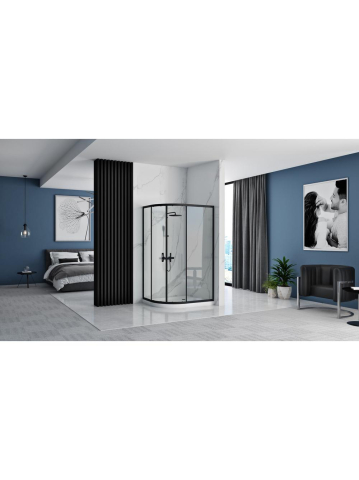 Cabina dus cu cadita alba REA Look montaj dreapta 80x100 negru [8]