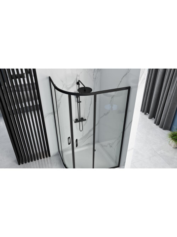 Cabina dus cu cadita alba REA Look montaj dreapta 80x100 negru [3]