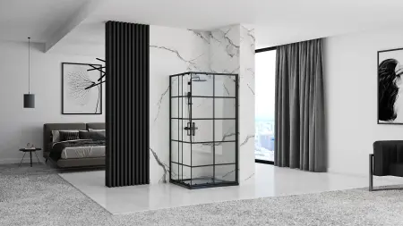 Cabina dus cu cadita de dus dreptunghiulara cu usi culisante Rea Concept 80x100 negru mat [1]