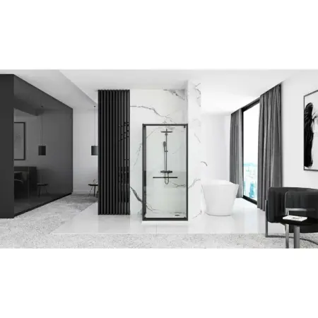 Cabina dus cu cadita de dus dreptunghiulara si usa glisanta Rea Space In 80x100 negru mat [6]