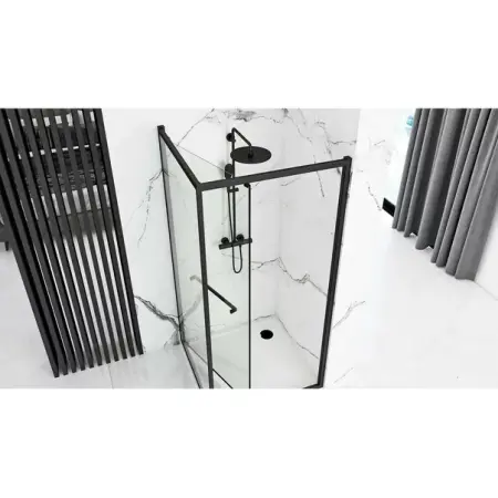 Cabina dus cu cadita de dus dreptunghiulara si usa glisanta Rea Space In 80x100 negru mat [4]