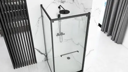 Cabina dus cu cadita de dus patrata cu usa culisanta Rea Space In 90x90 negru mat [5]