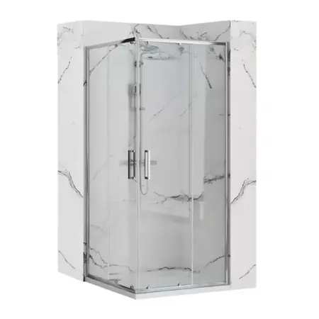 Cabine dus - Cabina dus cu cadita de dus patrata Rea Punto crom cu doua usi culisante 80x80 alb