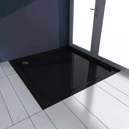 Cabina dus cu cadita de dus patrata Rea Punto crom cu doua usi culisante 80x80 negru [6]