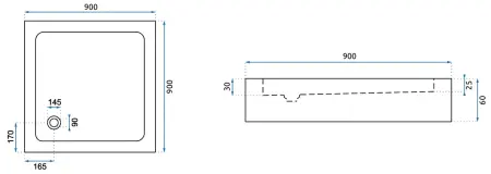 Cabina dus cu cadita de dus patrata Rea Punto cu doua usi culisante 90x90 crom - negru [5]
