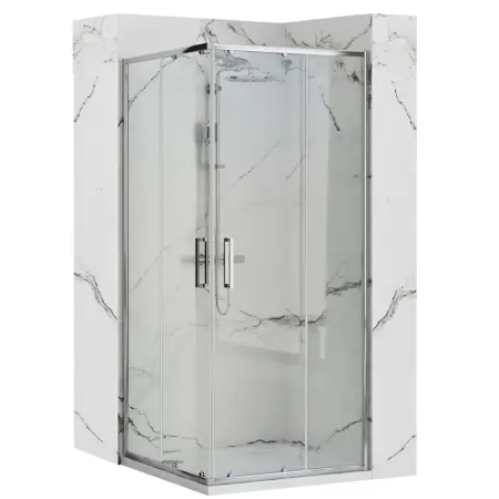Cabine de dus patrate - Cabina dus cu cadita de dus patrata Rea Punto cu doua usi culisante 90x90 crom - negru