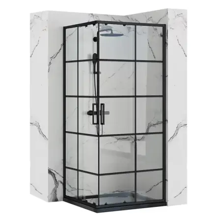 Cabine dus - Cabina dus cu cadita de dus patrata si usi glisante Rea Concept 90x90 alb